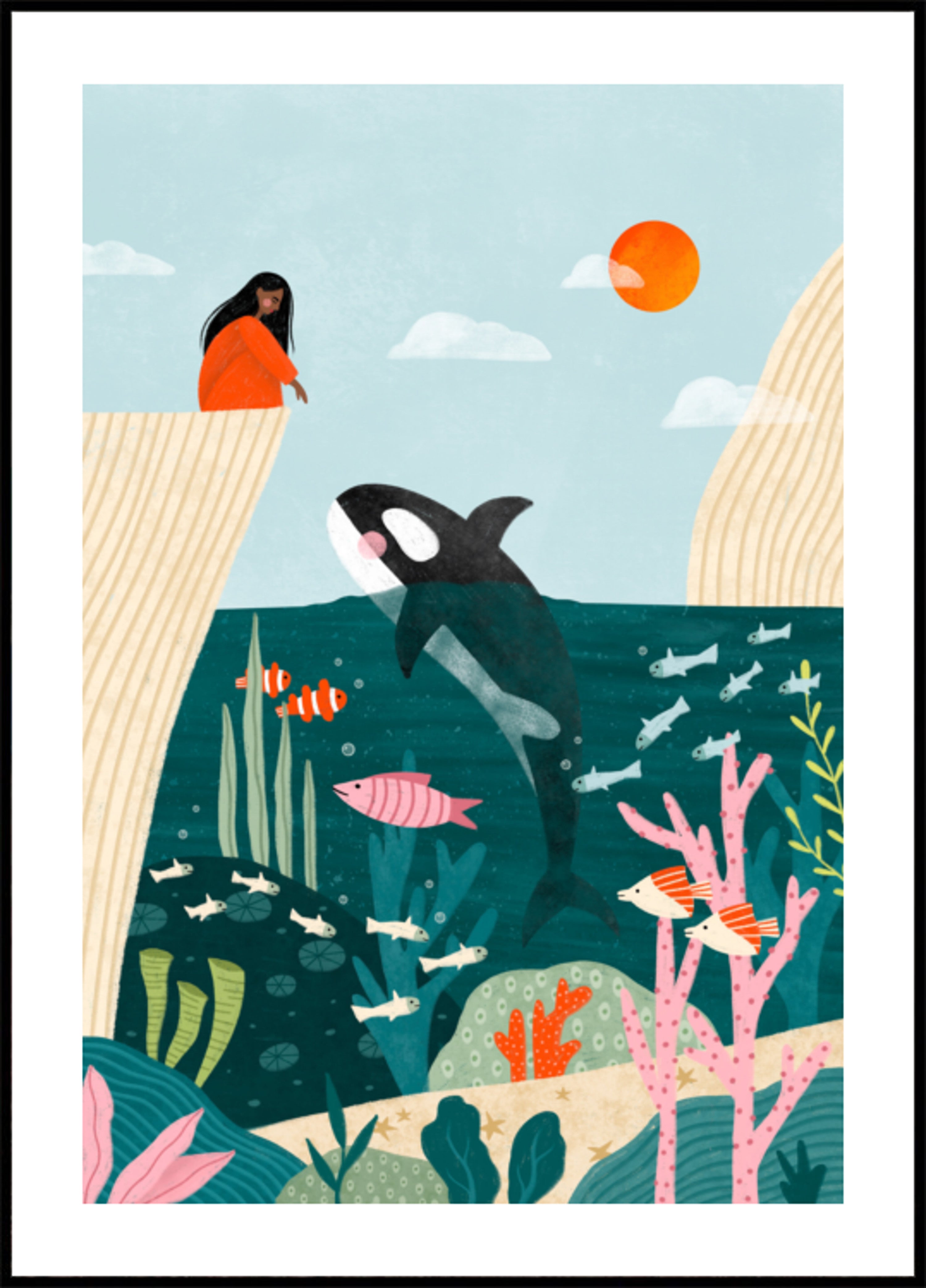 Tyttö katselee Ocean Lifea