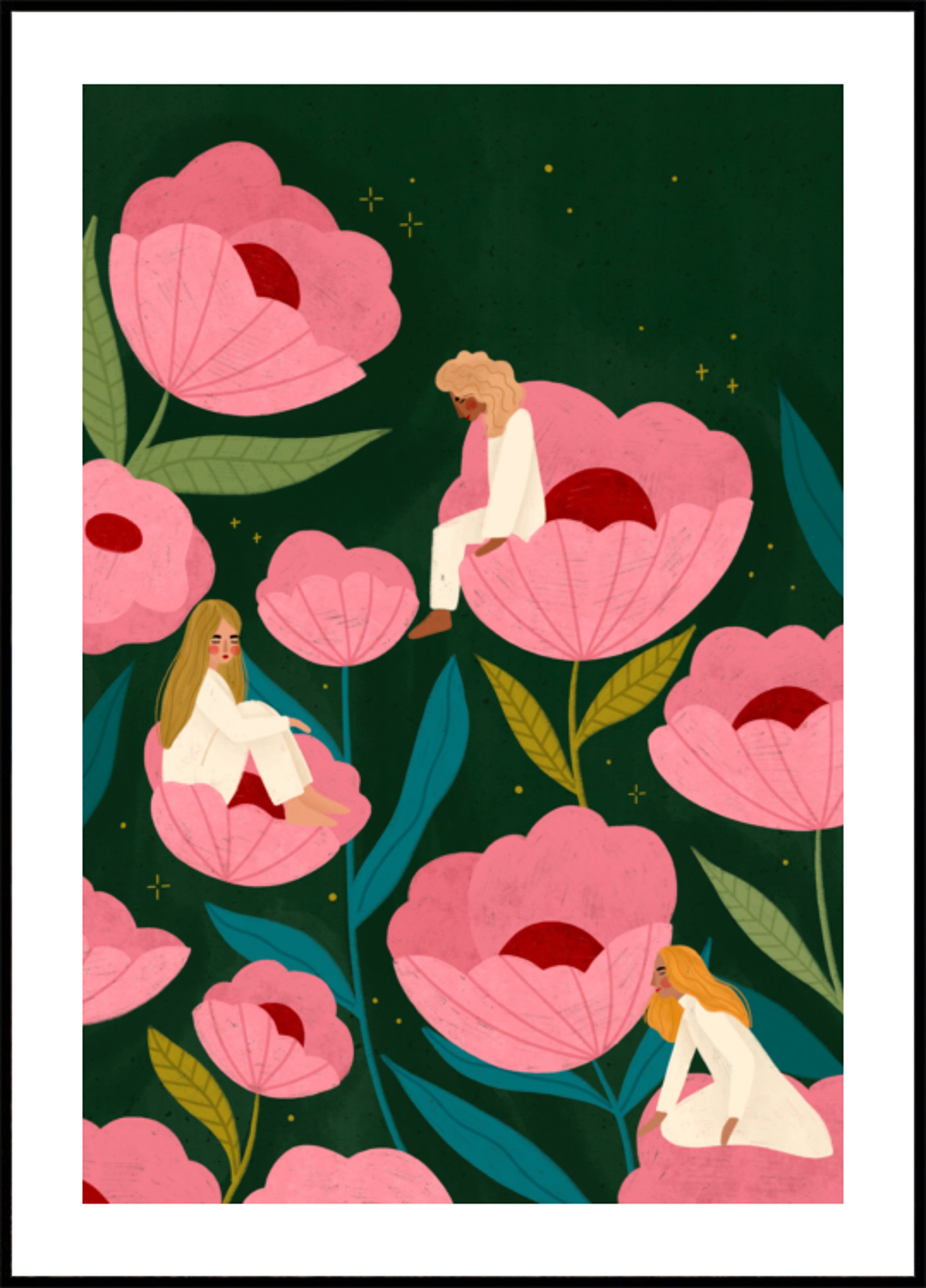 Calm Women in Flowers - Posterbox