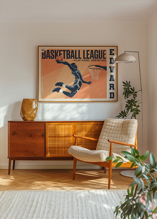 Vintage koripallopelin juliste