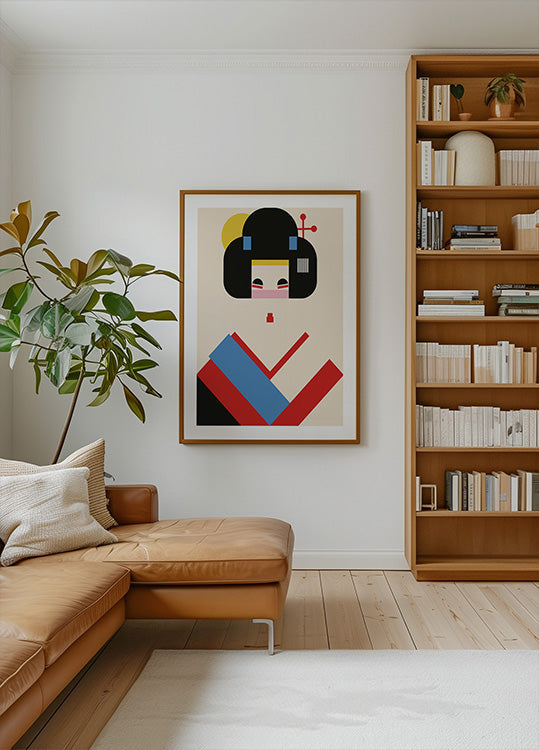 Geisha Girl Geometric Illustration (NEW) - Posterbox