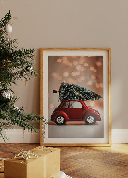 a picture of a car with a christmas tree on top