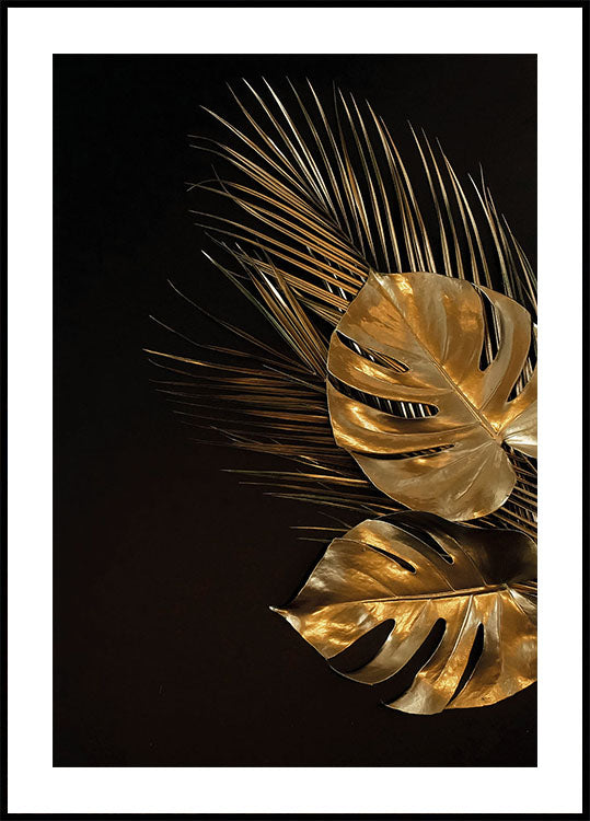 Golden Tropical Leaves Art -juliste