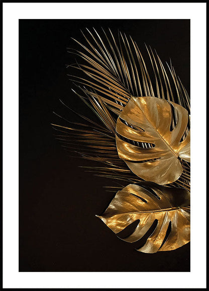 Golden Tropical Leaves Art -juliste