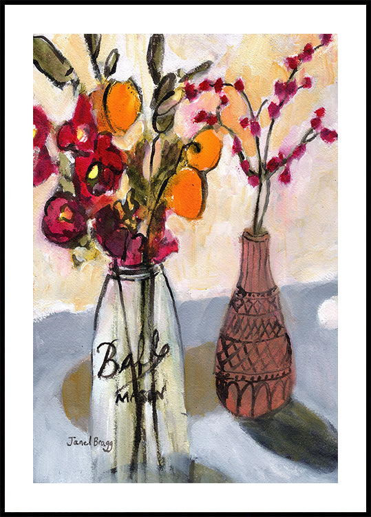 Still Life With Mason Jar and Flowers Plakat - Posterbox