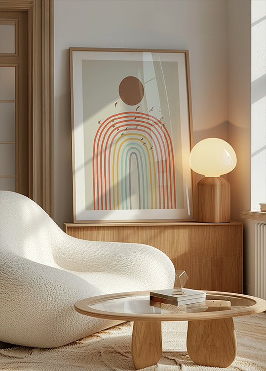 Stylized Rainbow With Layered Pastel Plakat - Posterbox