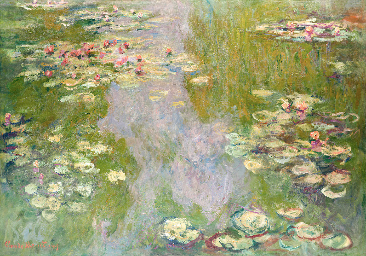 Vesililjojen maisema 1919, kirjoittanut Claude Monet -juliste