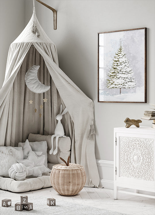 Yksinäinen kuusi lumessa Juliste