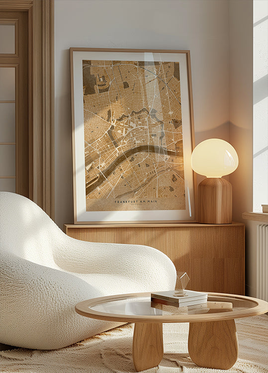 Seepia-vintage-kartta Essenistä Saksa (UUSI)