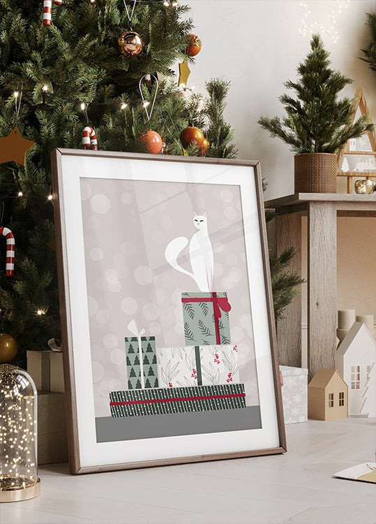 Retro cat and gifts Plakat