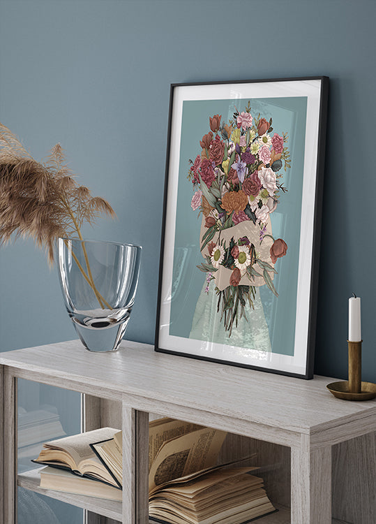 Puutarhan sinivihreän suuren julisteen kerääminen