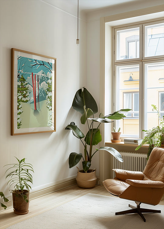 Vuoristohuippu-hiihtojuliste