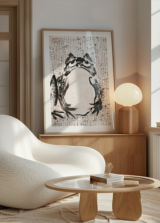 Japanilainen sammakko (1700-luvun loppu 1800-luvulla) Vintage muste ja värillinen paperijuliste