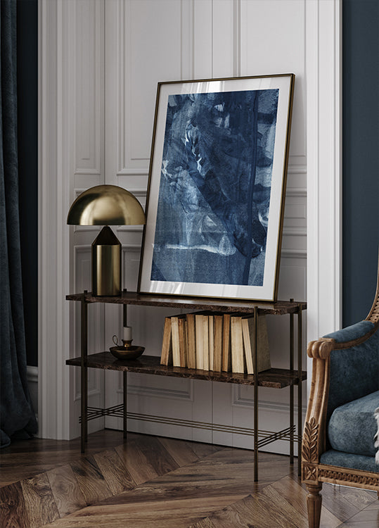 Sininen rakenne virtaa pystysuorat viivat juliste