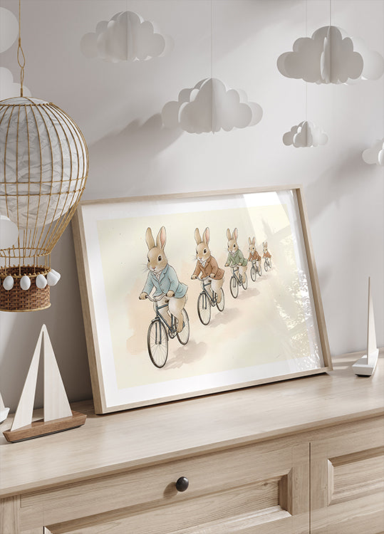 Bunny Friends on Bicycles -juliste