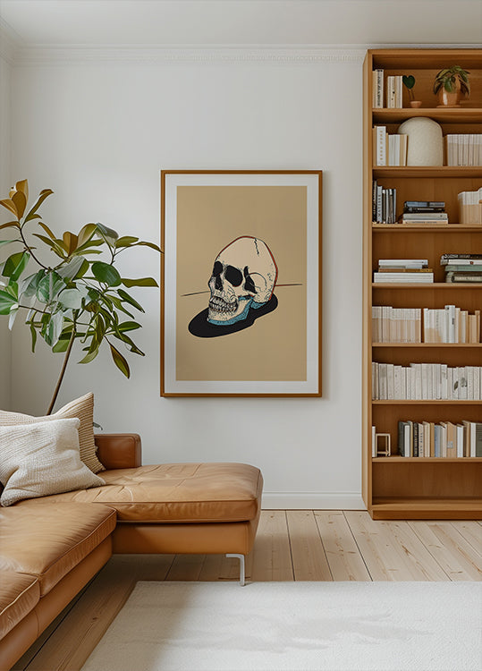 Pääkallo kuvitus beige taustalla juliste