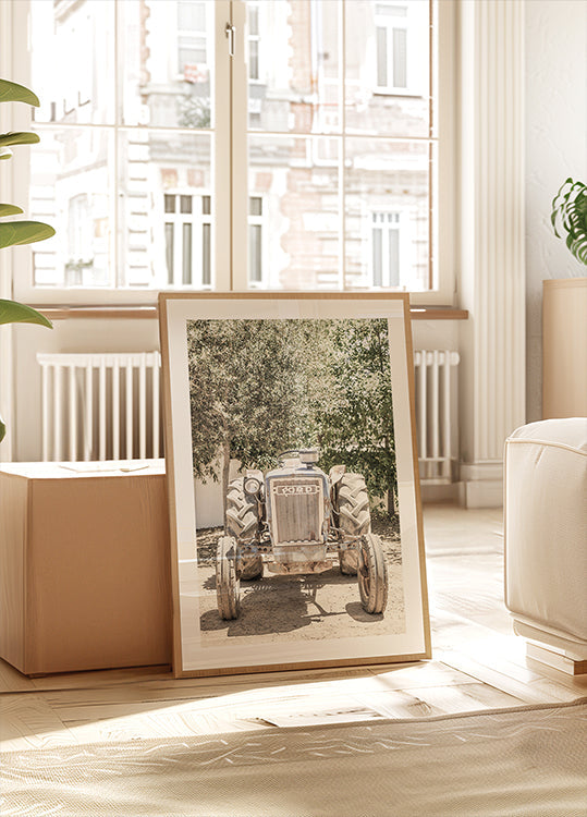 Kestävä traktorikohtausjuliste