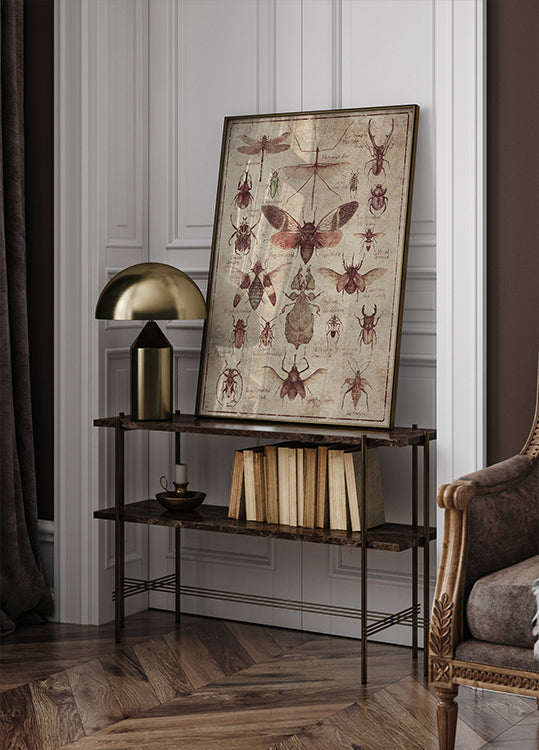 Vintage-tyylinen hyönteisjuliste