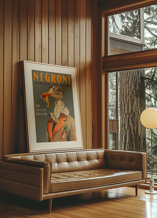 Vintage Art Deco Negroni hienosta lokkijulisteesta