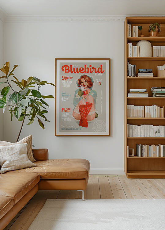 Bluebird Daily Vintage Pin Up Ski Art -juliste