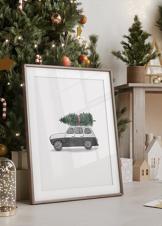 Juliste 60x90 Juniqe 0002 Weihnachtsauto Schwarz Juliste