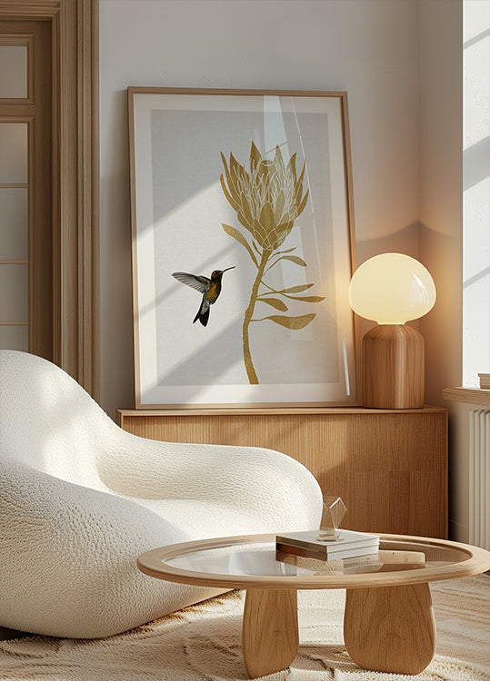 Hummingbird & Flower In Poster