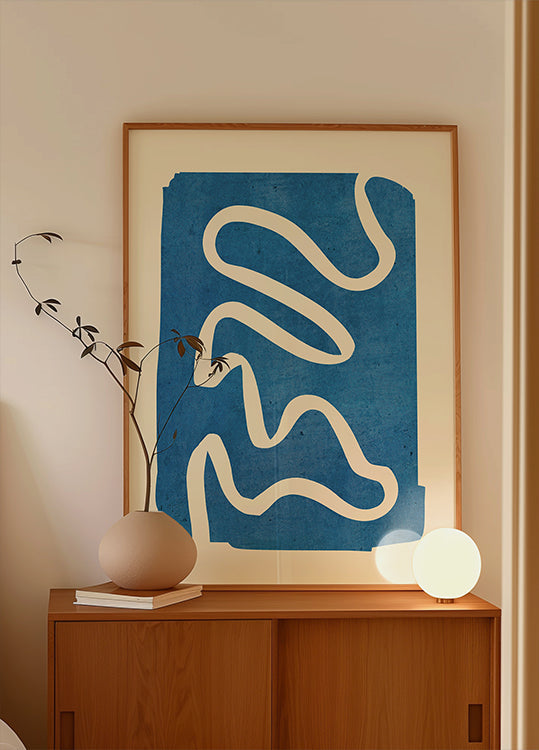 Geometrinen abstrakti minimaalinen sininen juliste