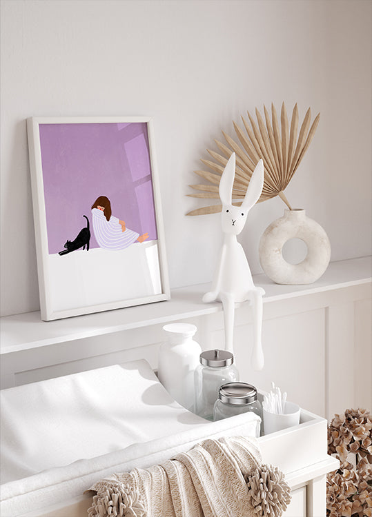 Tyttö ja kissa juliste