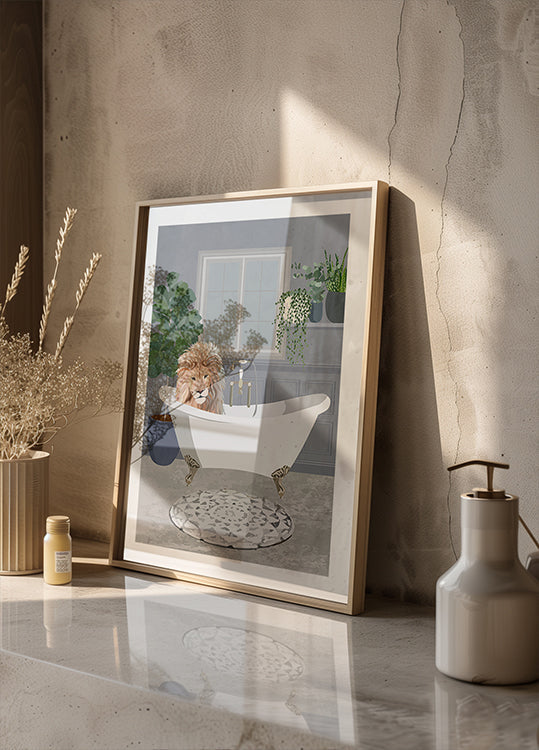 Leijona kylpee Juliste