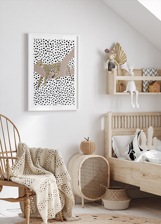 Leopard Sleeping Polka Dots -juliste
