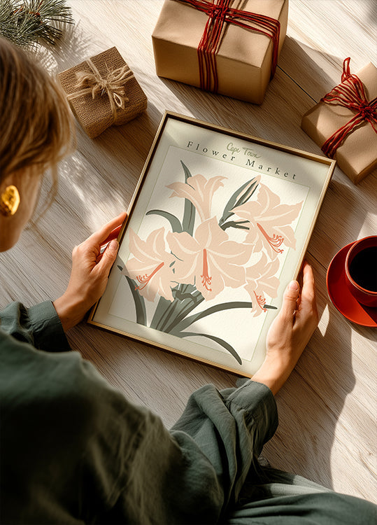 Kukkamarkkinoiden Kapkaupungin Amaryllis-juliste