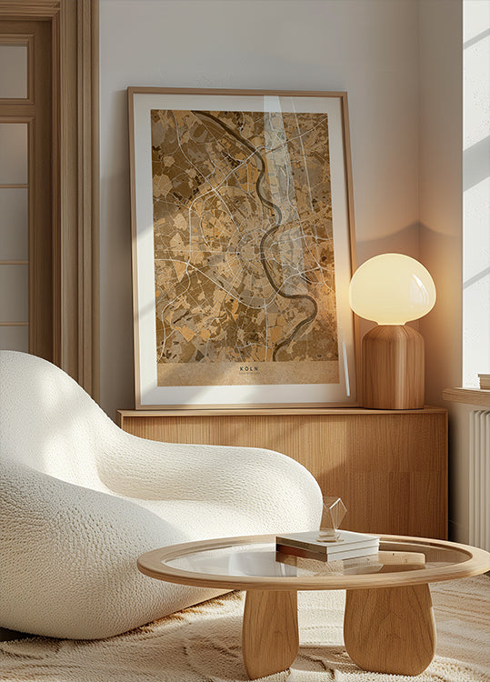 Seepia-vintage-kartta Kölnistä Saksa (UUSI)
