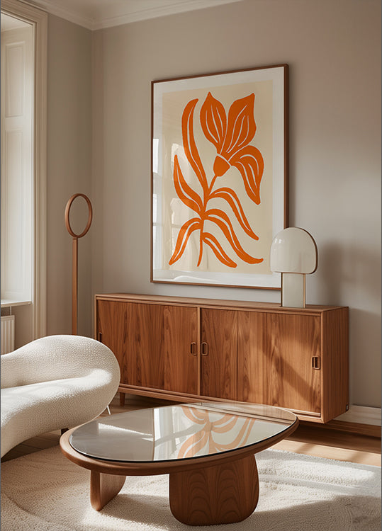 Abstrakti oranssi tyylitelty tulppaanijuliste