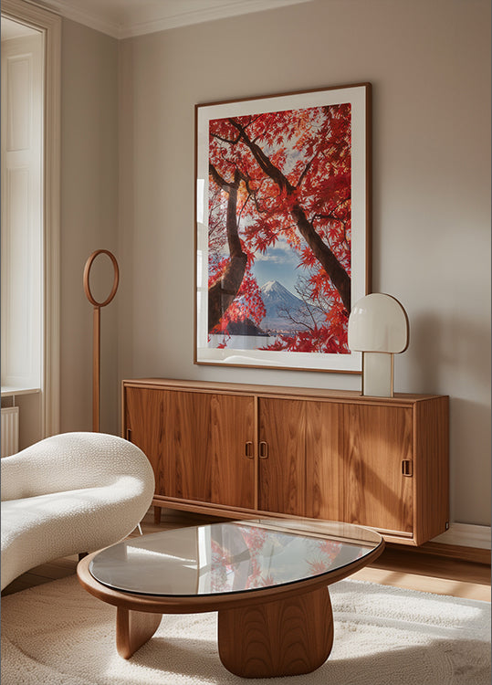 Mt.fuji on syksyn lehdissä Juliste