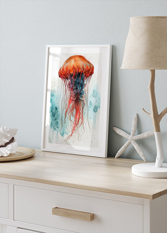 Animal Watercolour Art Medusa Sea Life -juliste