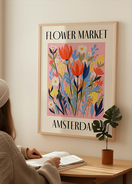 Flower Market Amsterdam Alankomaat juliste