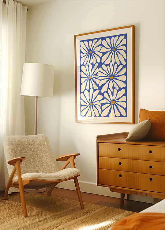 Aurinkoinen kukka sininen juliste