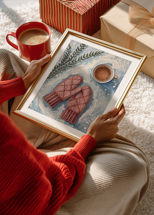 Handschuhe im Schnee ja Kakao -juliste