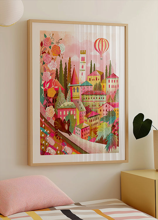 Italian kylä kissa seinällä juliste