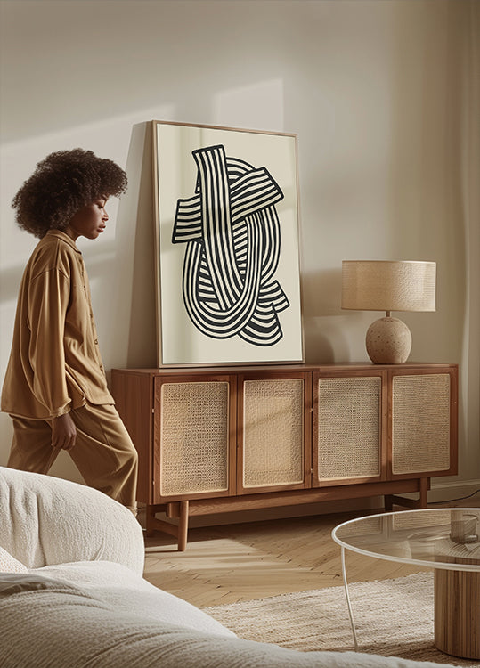 Raidallinen abstrakti musta juliste