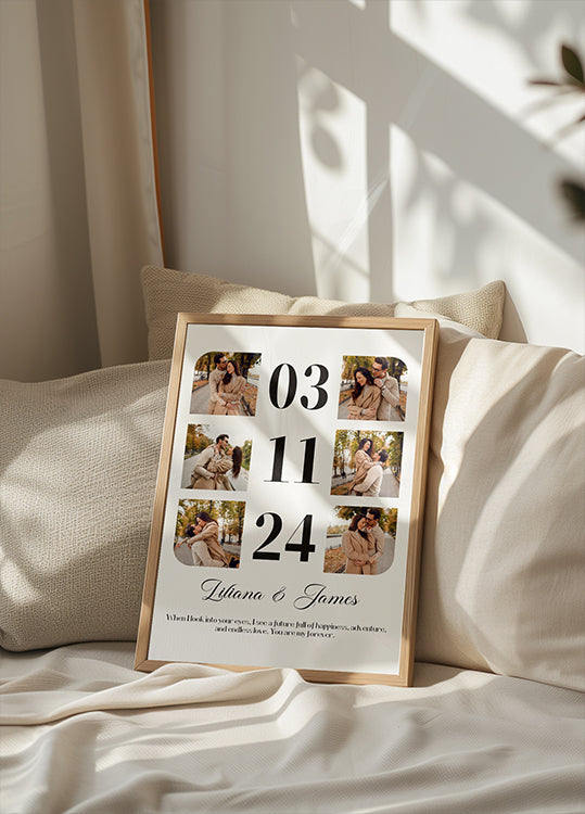 Vuosipäivän henkilökohtainen valokuvakollaasijuliste