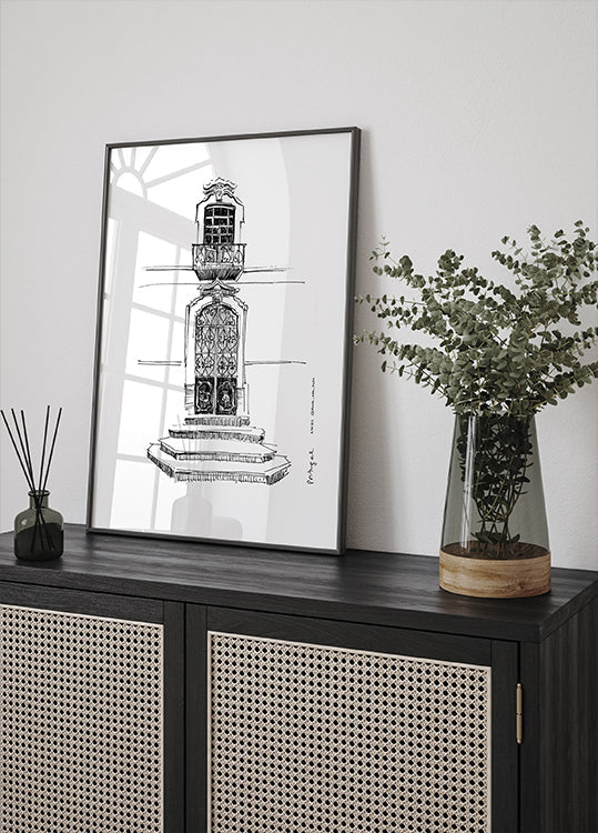 Portugalin portaalien kaupungin piirustusjuliste