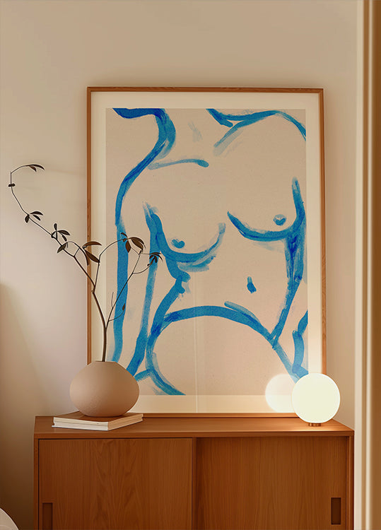 Blue Contour Nude Juliste