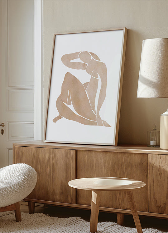 Naisten muotoinen abstrakti taidejuliste