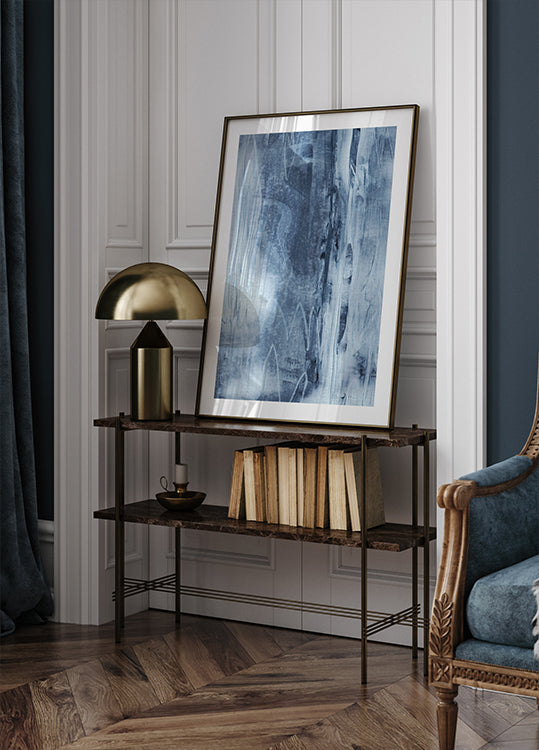 Sininen rakenne virtaa pystysuorat viivat juliste