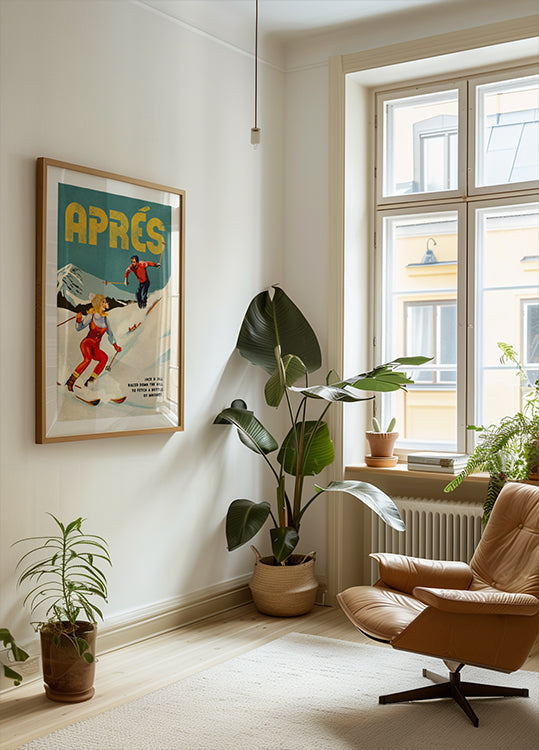 Vintage Pin Up Apres Whisky Ski -juliste