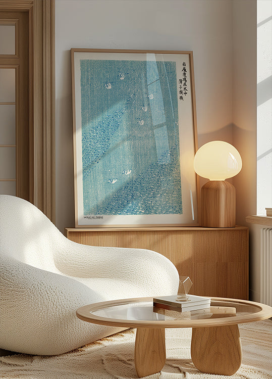 Woodblock Print Sininen juliste