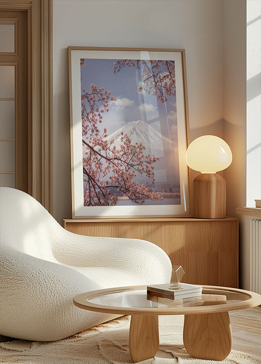 Fuji-vuori kirsikankukissa Juliste