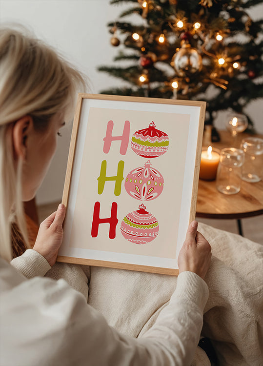 HoHoHo Iloinen pieni joulukuvitusjuliste