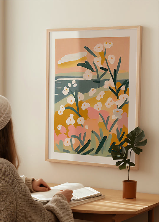 Terälehdet rannalla -juliste