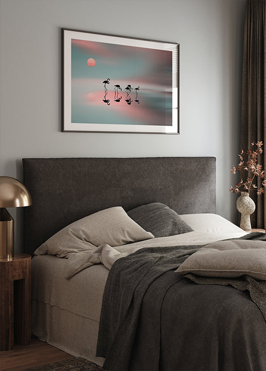 Perhe flamingoja. Juliste